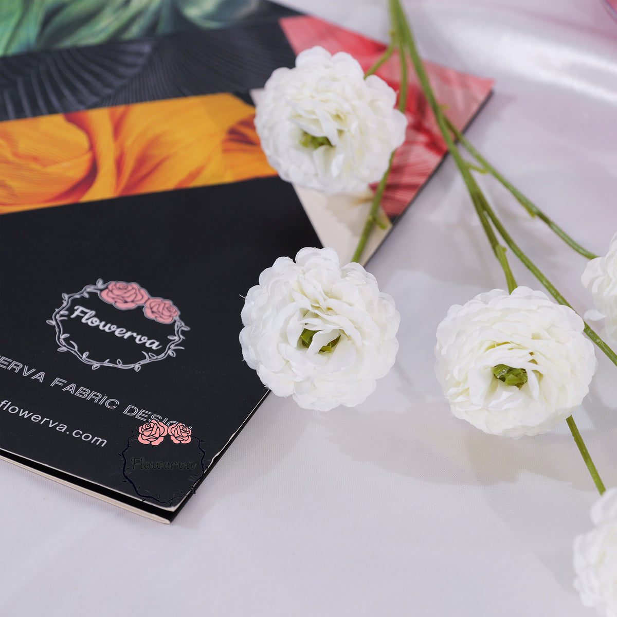 Flowerva Luxury Artificial Fabric Ranunculus Wedding & Event Decor