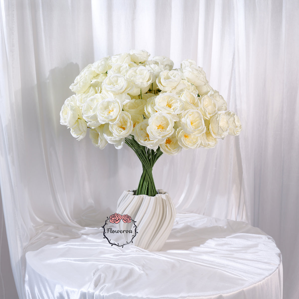 Flowerva Luxury Artificial Fabric Roses Wedding & Event Decor