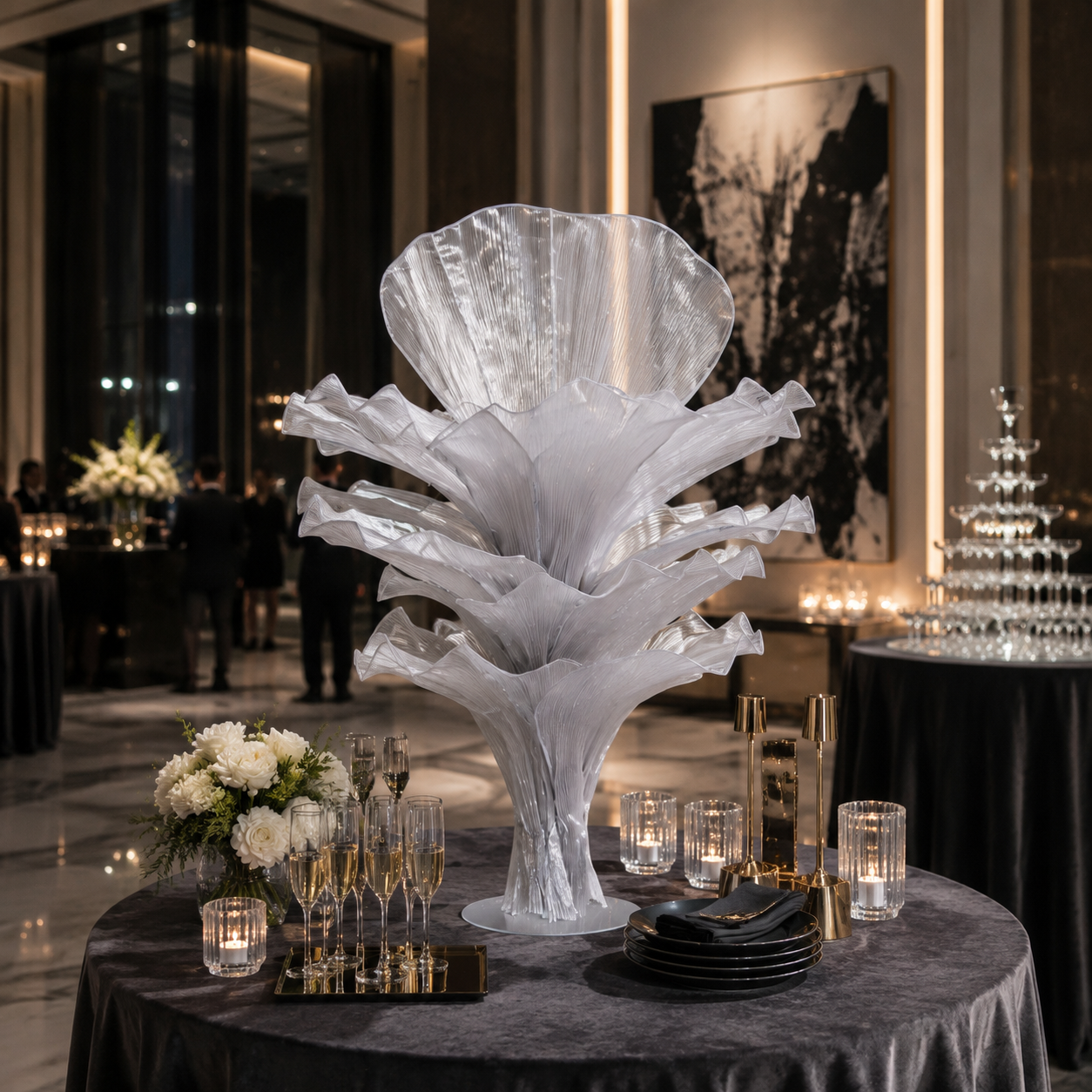 Flowerva''Morning Mist in the Mountains'' Grey Wedding Table Flower Decoration