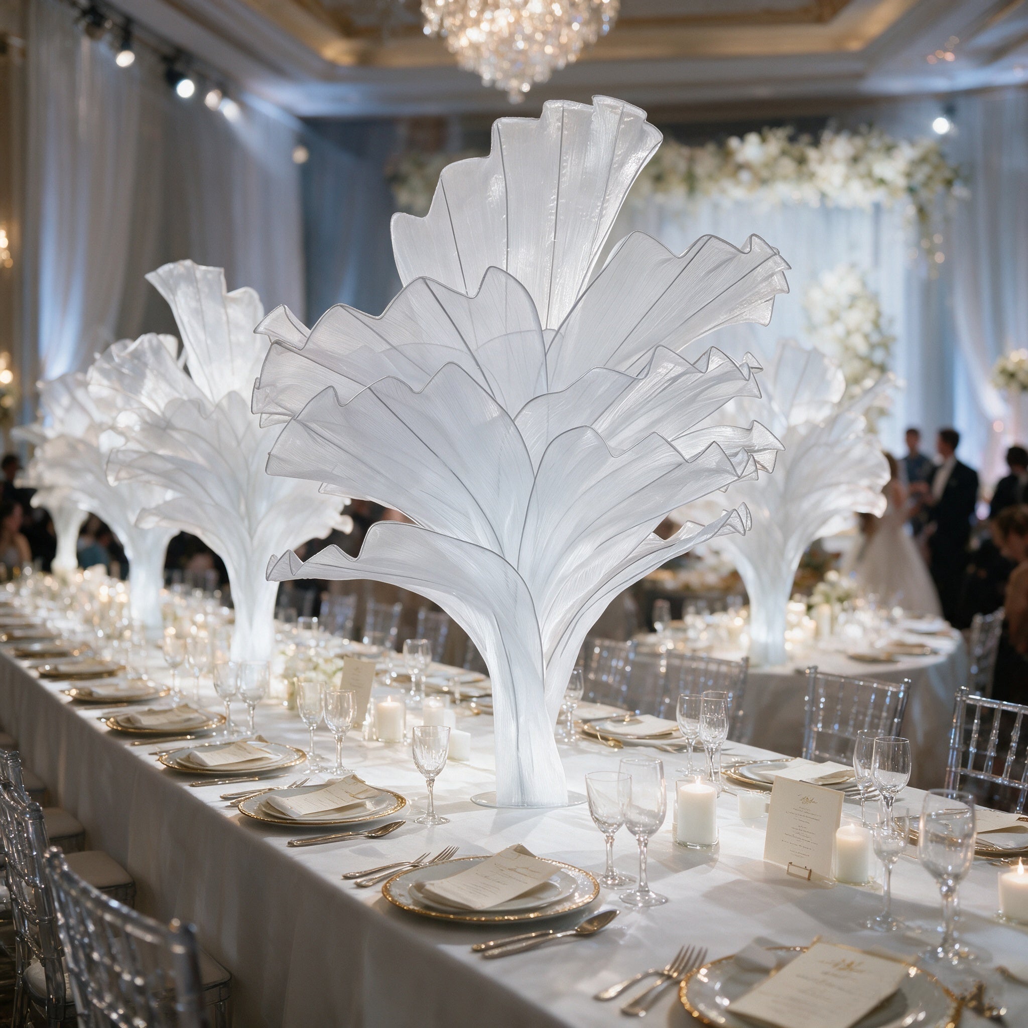 Flowerva Pure White Artistic Wedding Table Decorations