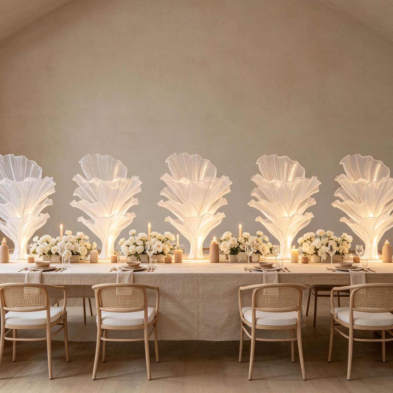 Flowerva Pure White Artistic Wedding Table Decorations
