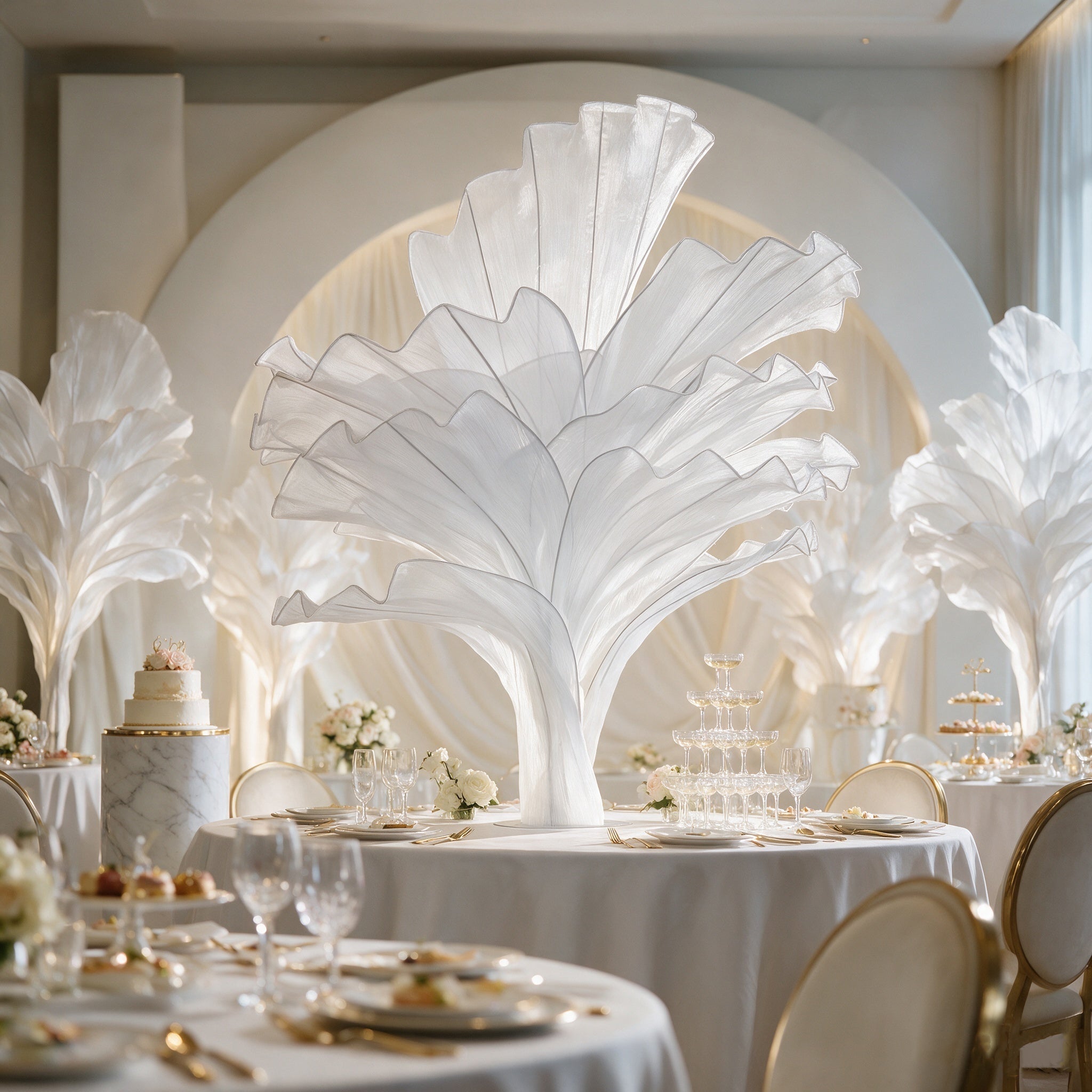 Flowerva Pure White Artistic Wedding Table Decorations