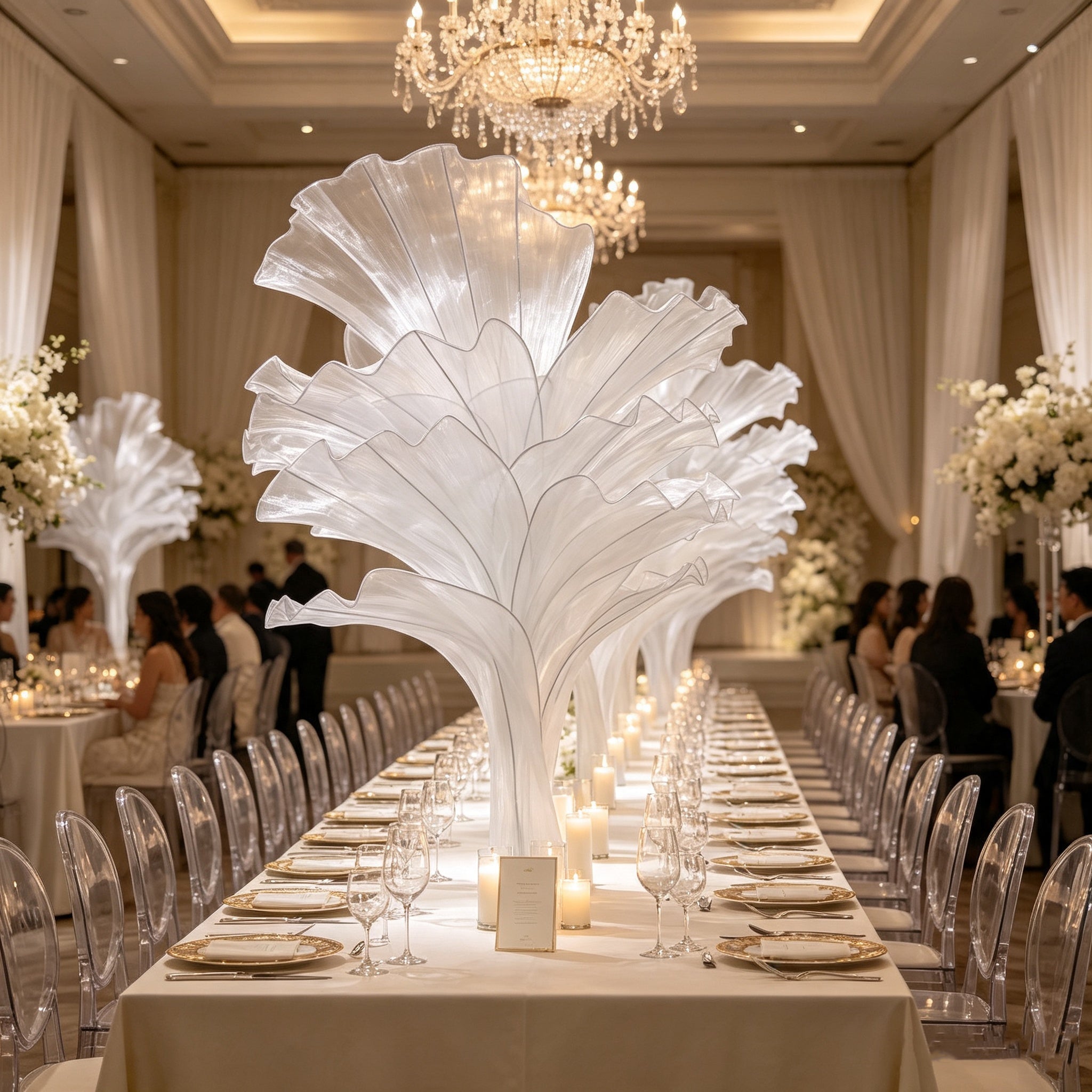 Flowerva Pure White Artistic Wedding Table Decorations