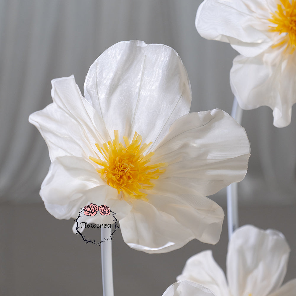 Flowerva Sheer Fabric White Daisy Decor