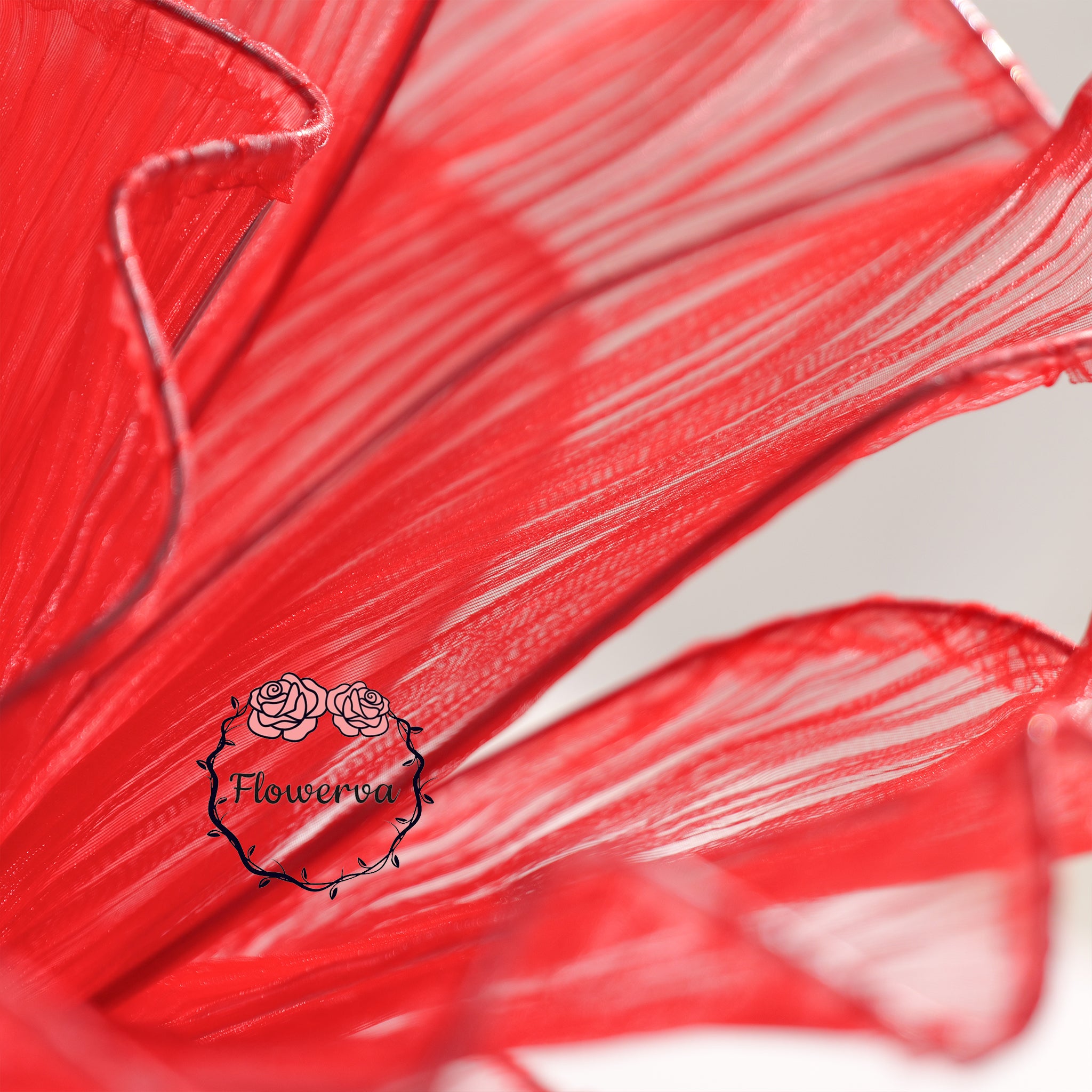 Close-up of handcrafted fabric flower centerpiece details