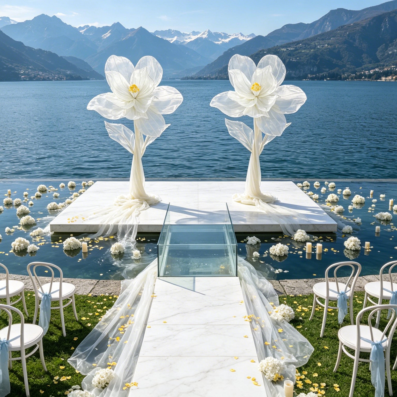 Flowerva Silk Bloom Standing White Luminous Floral Decor