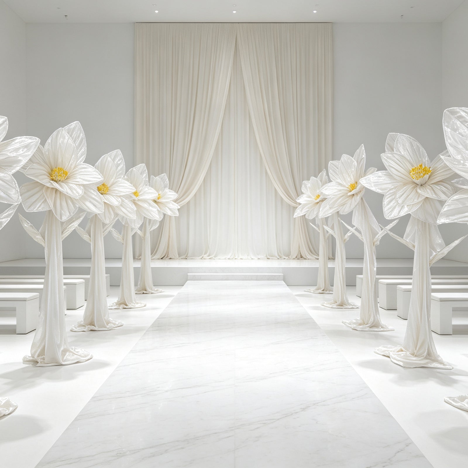 Flowerva Silk Bloom Standing White Luminous Floral Decor