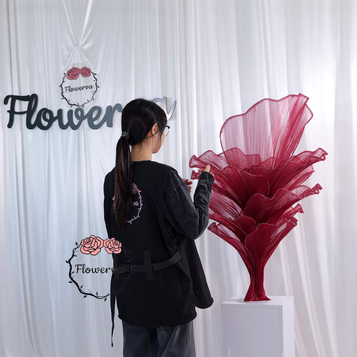 Flowerva Table Flower Wedding Decoration Wine red 100cm