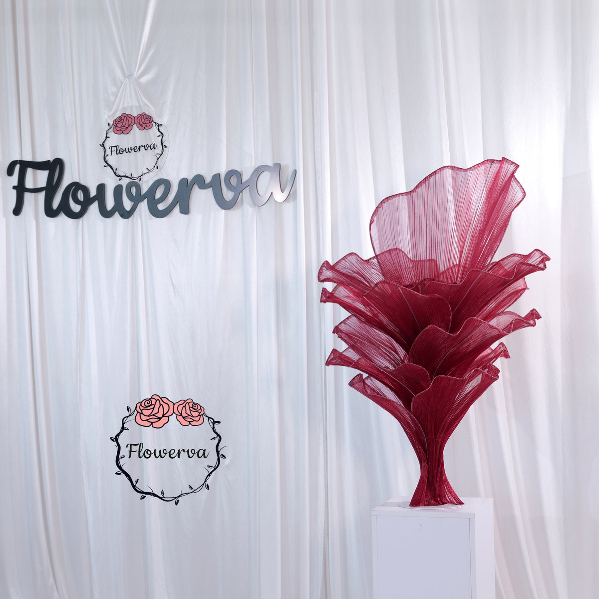 Flowerva Table Flower Wedding Decoration Wine red 100cm