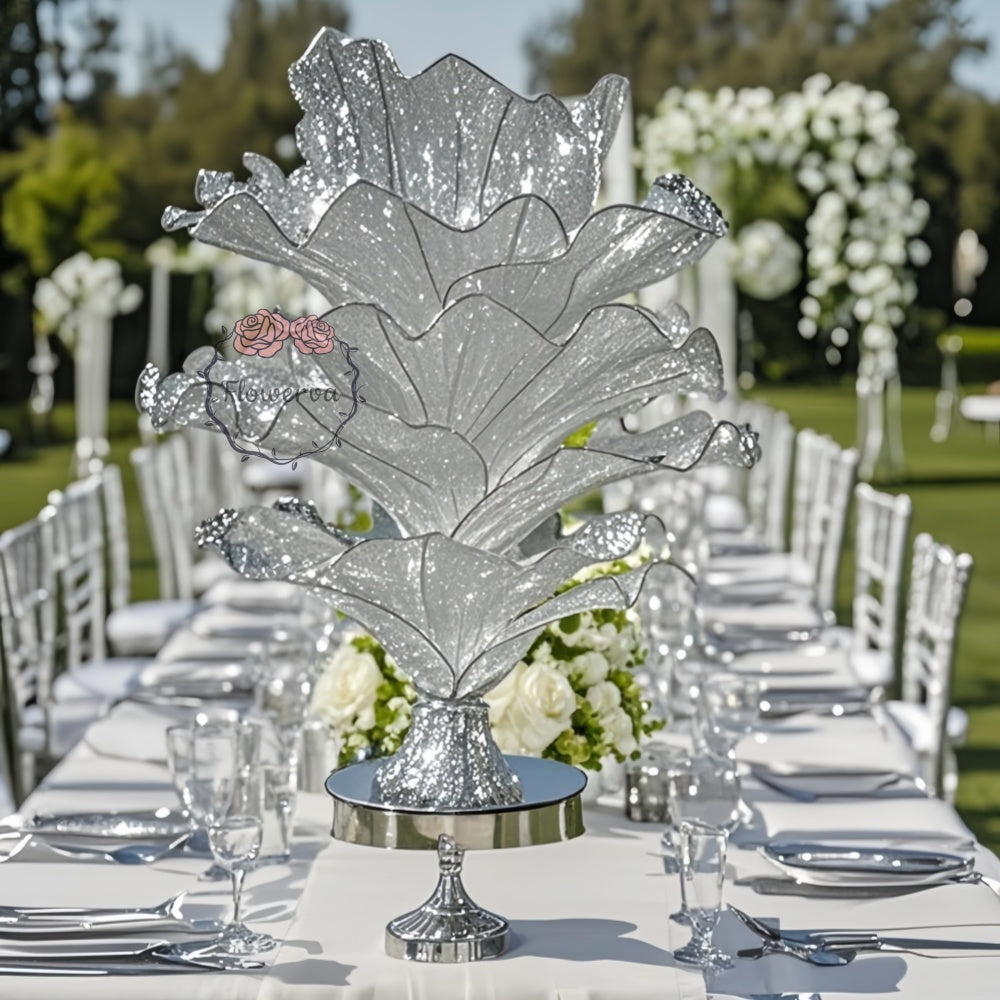 Flowerva Premium Grey Table Flower Wedding Decoration (With Base)