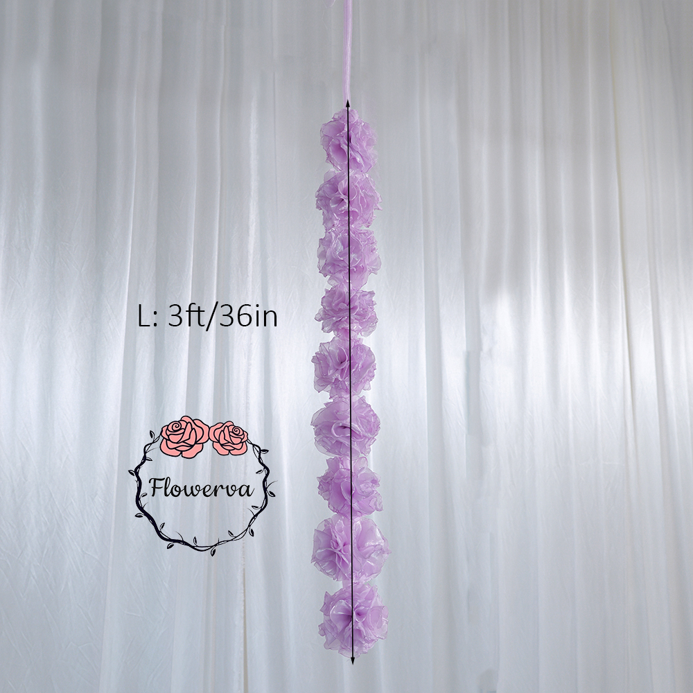 Flowerva Lavender Fabric Flower String Garland Decor