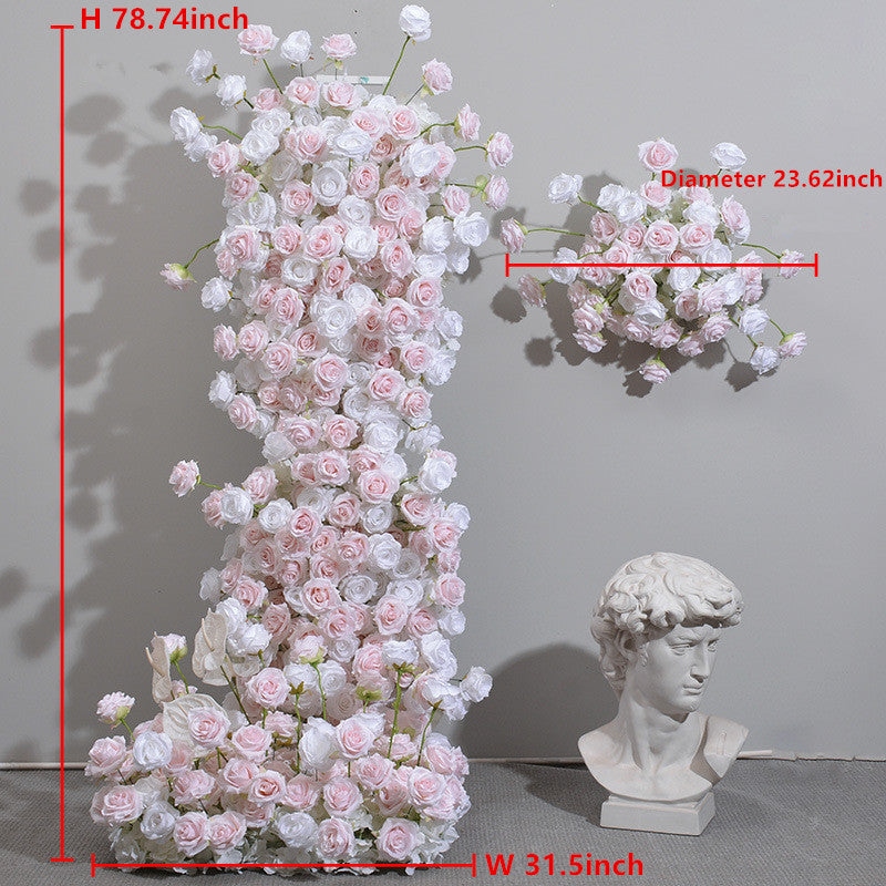 5d New Pink Cake Tower Flower Arch Horn Stand Round Pavilion Decoration Flower Wedding Layout Proposal Simulation Flower Row