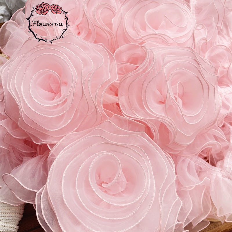 organza flowers for wedding dress Strapless Floral Organza Ball Gown Wedding Dress