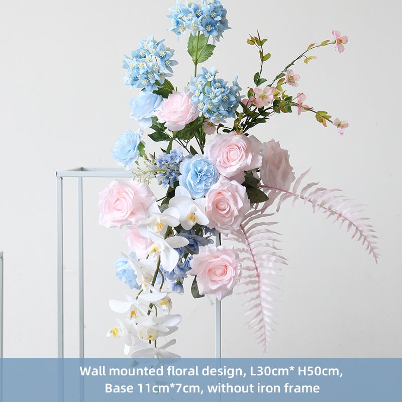 Pink And Blue Simulated Floral Arrangement Flower Stand Combination Birthday And Wedding Banquet Event Decoration Props