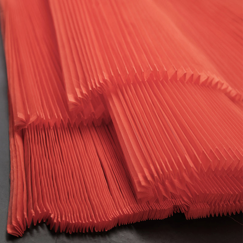 Grand tissu froissé en organza plissé rouge orange 6324