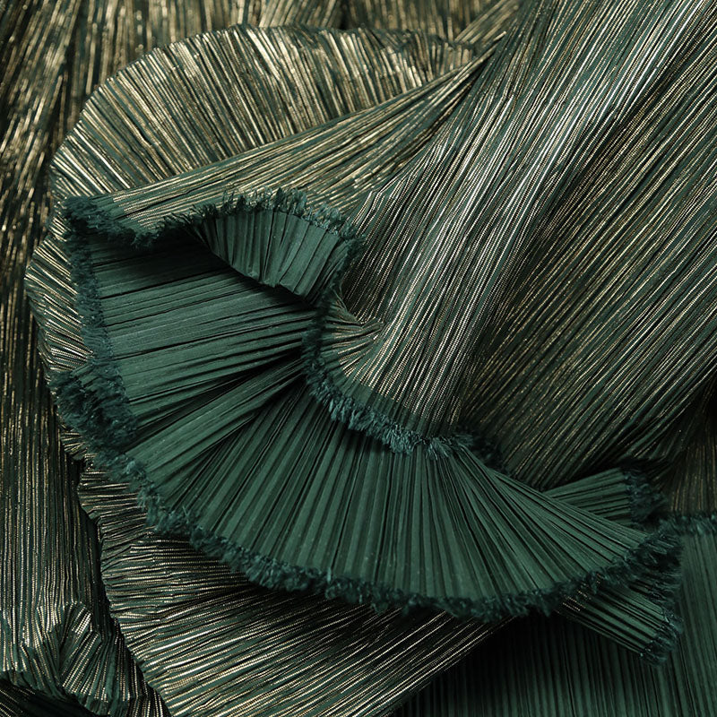 Décoration de mariage de tissu de texture de plissage de ride d'estampage d'or chaud vert olive