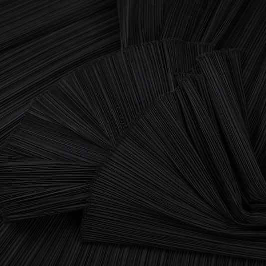 Flowerva Black Flowerva Pleated Decoration Printmaking Fabric