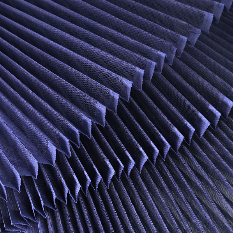 Flowerva Navy Blue Great Pleated Organza Crinkle Fabric 6324