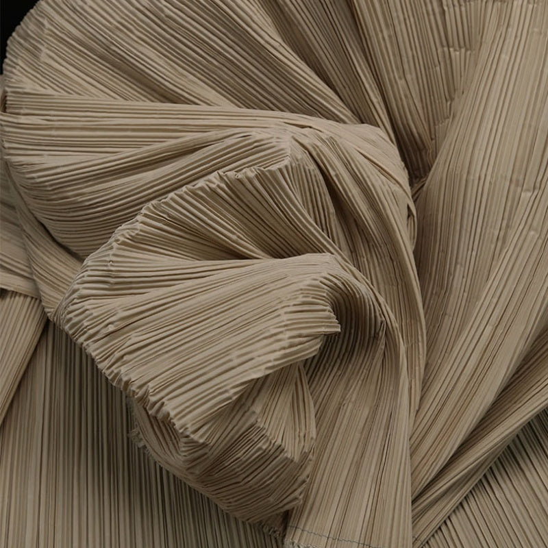 Beige Gray Flowerva Pleated Decoration Printmaking Fabric