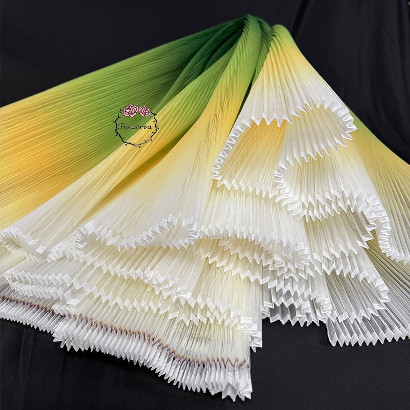 Gradient Green Pleated Organza Crinkle Fabric Stage Handmade Dress Des Flowerva Gradient Green Pleated Organza Crinkle Fabric Stage Handmade Dress Des Flowerva