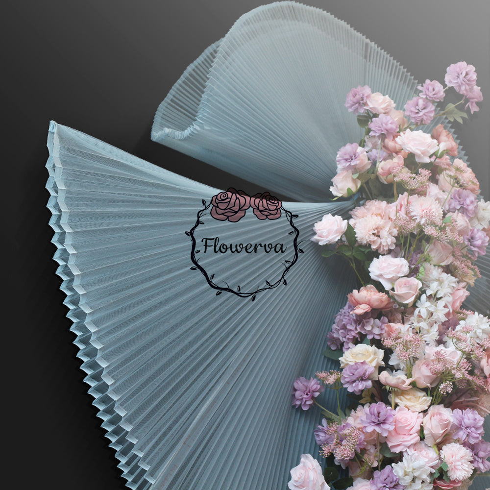Grand tissu froissé en organza plissé bleu grisâtre 6324