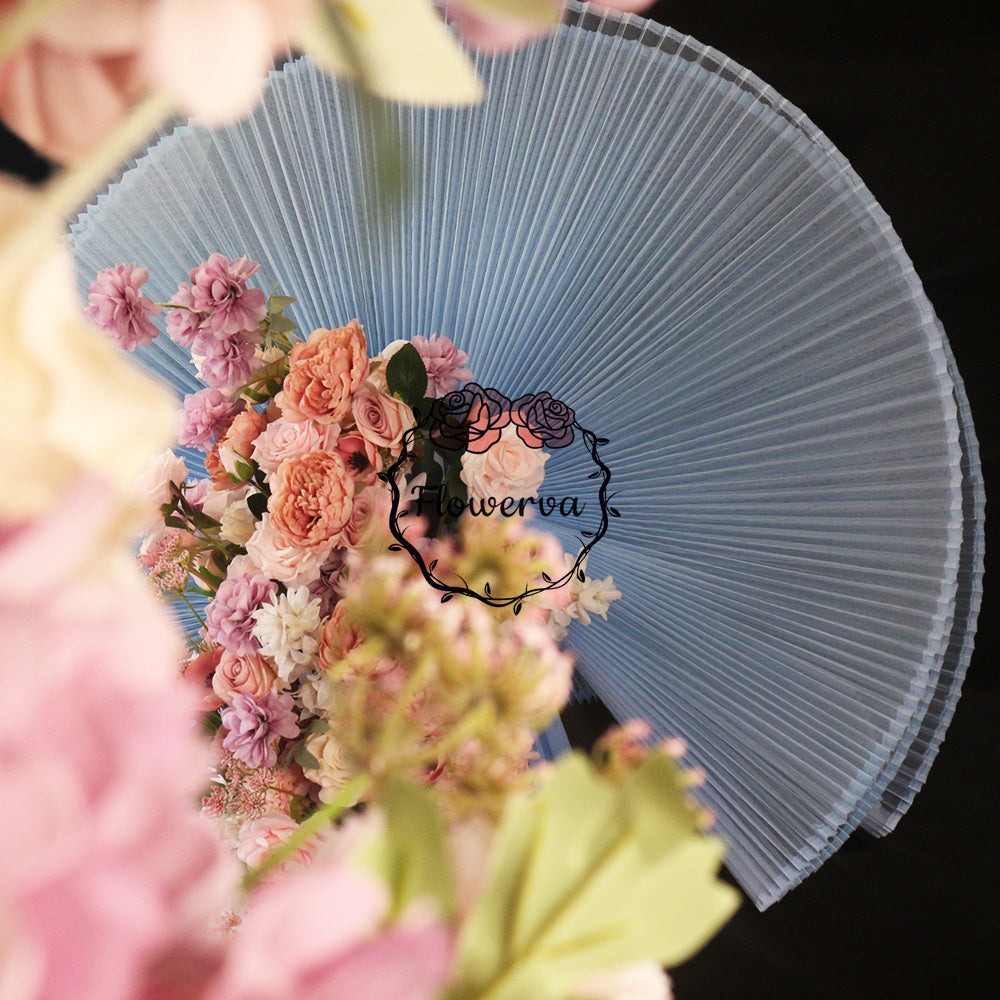 Flowerva Sky Blue Great Pleated Organza Crinkle Fabric 6324