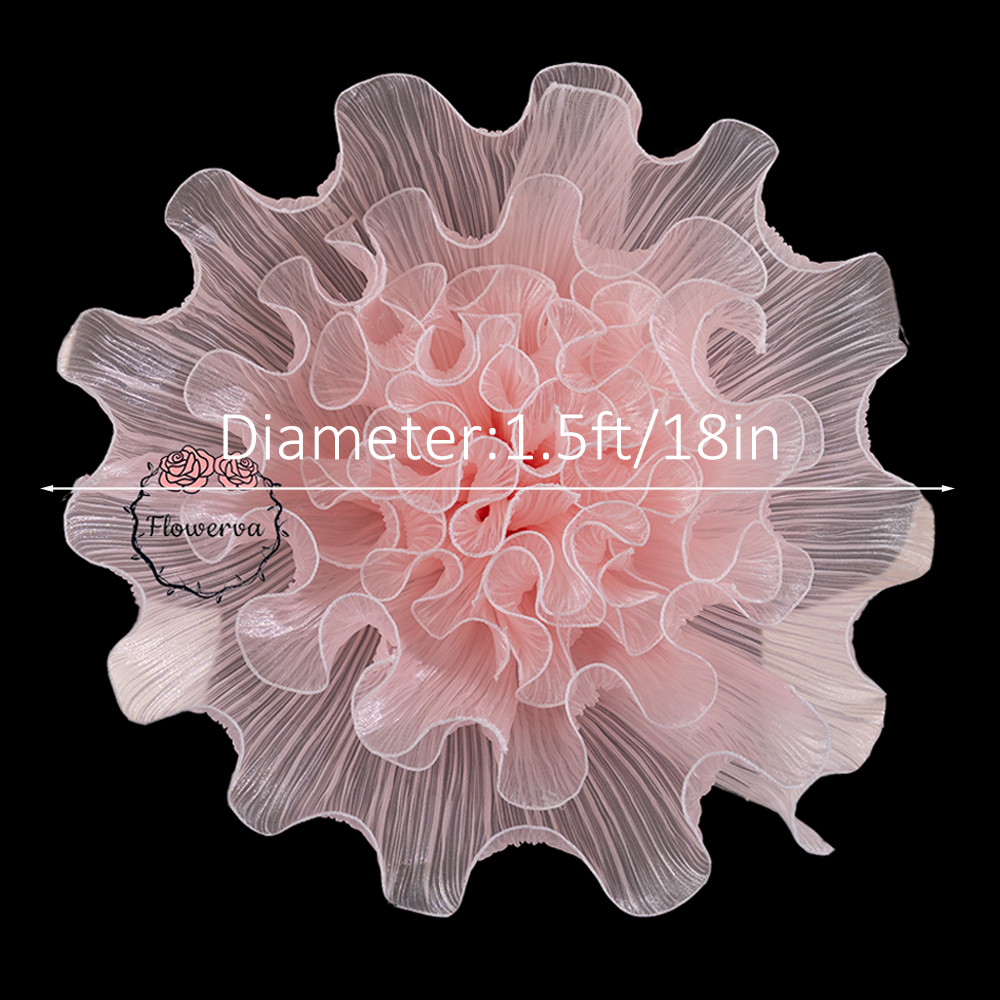 Flowerva Light Pink Gradient Ruffled Sheer Fabric Decor Flower
