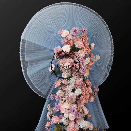 Flowerva Sky Blue Great Pleated Organza Crinkle Fabric 6324