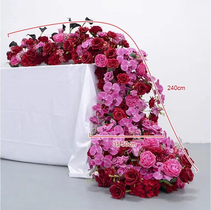 Flowerva Wedding Purple And Red Table Artificial Long Strip Flower Row Decoration