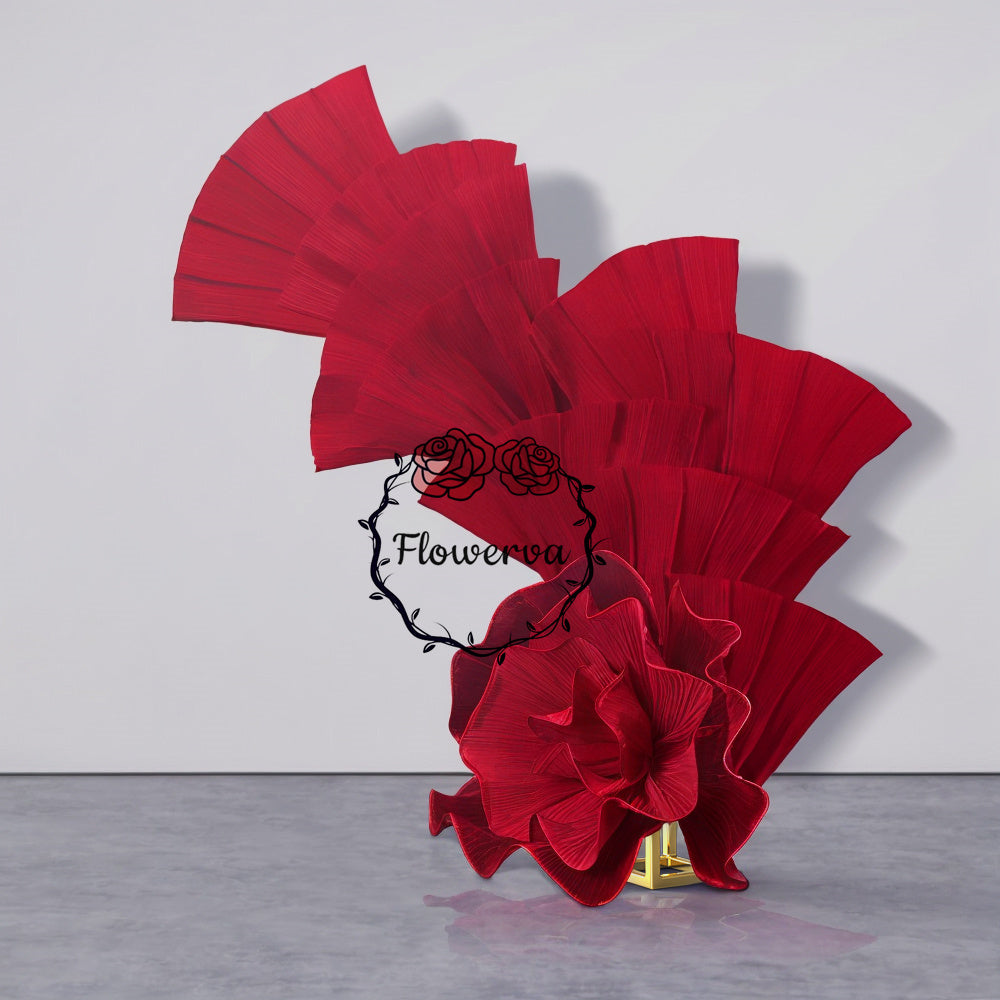 Flowerva Wine Red Double-Sided Fan-Shaped Wedding Decor