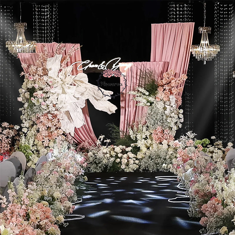 Flowerva Blush Pink Milk Silk Elastic Drapery Wedding Scene Party Decoration #153