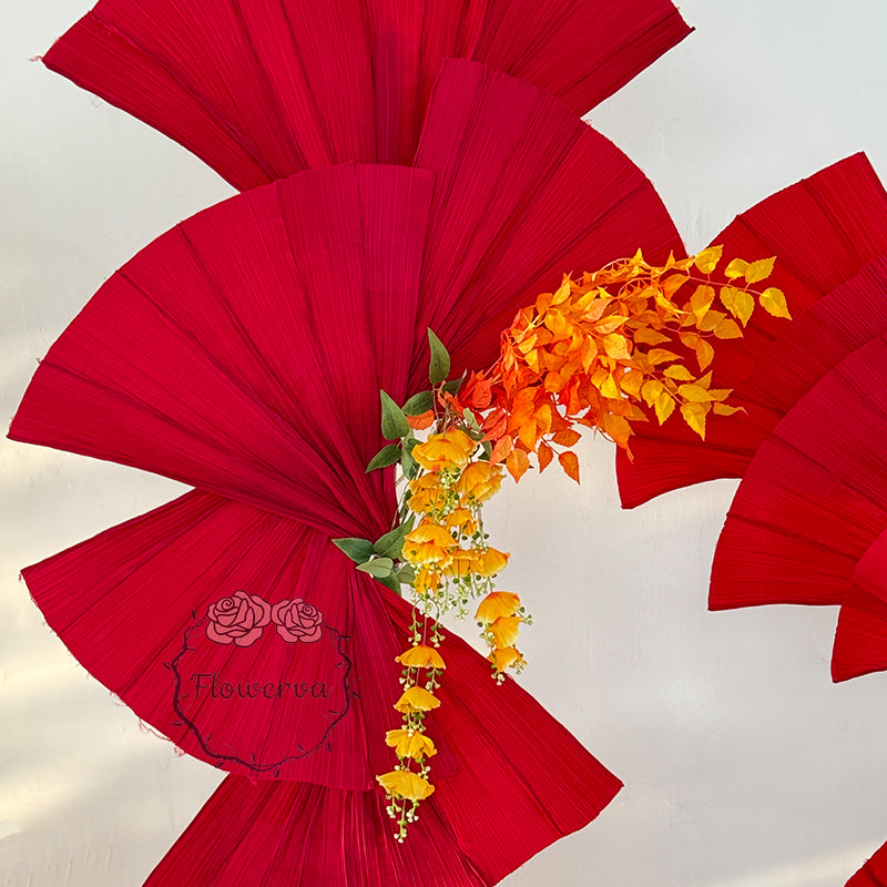 Flowerva Wine Red Double-Sided Fan-Shaped Wedding Decor
