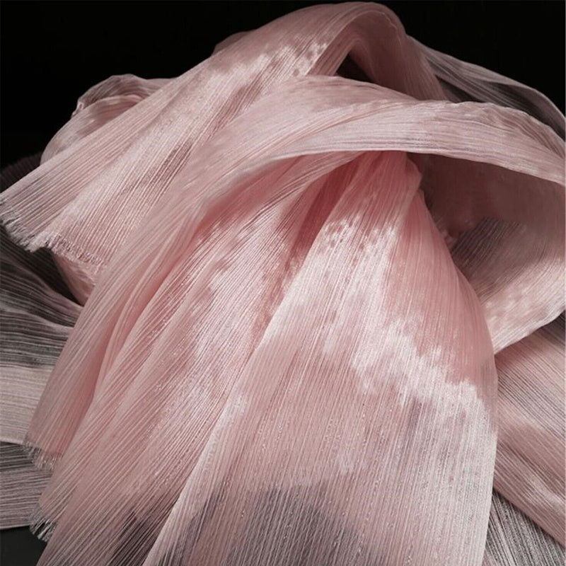 Flowerva Light Pink Glossy Pleated Texture Wedding Dress Styling Fabric