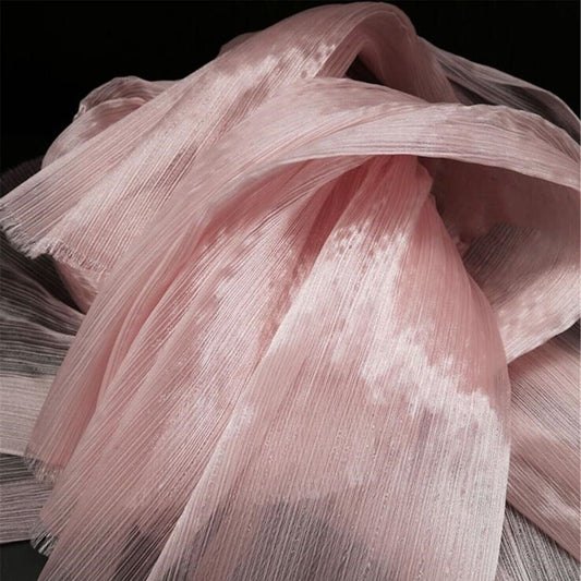 Flowerva Light Pink Glossy Pleated Texture Wedding Dress Styling Fabric