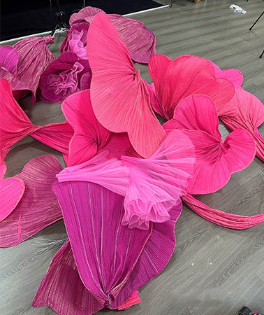 Solid Color Hot Gold Stamping Wrinkle Pleating Texture Fabric Wedding Decoration