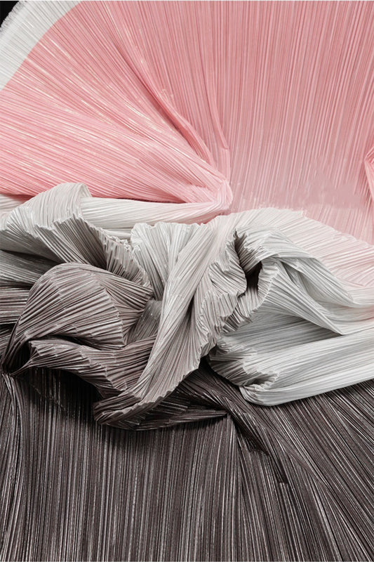 Flowerva Gradient Pink White Gray Hot Gold Stamping Wrinkle Pleating Texture Fabric Wedding Decoration