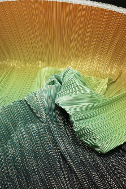 Flowerva Gradient Orange Green Blue Hot Gold Stamping Wrinkle Pleating Texture Fabric Wedding Decoration