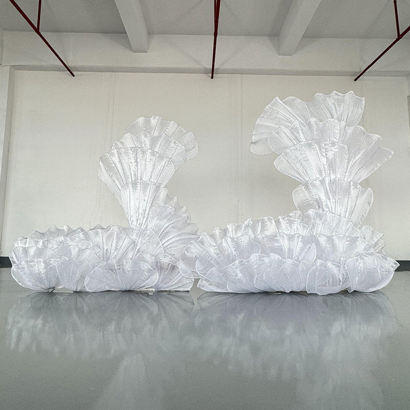 White Glossy Pleated Texture Wedding Decoration Styling