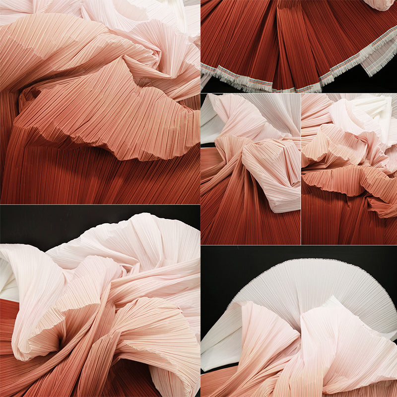 Flowerva Pleated Gradient Color Textured Fabric Handmade DIY Decoration