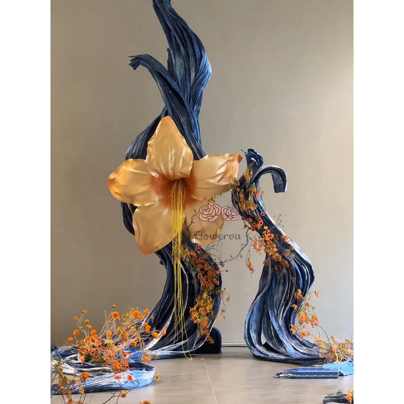 Stunning Blue Wave Gilded Art Floral Installation