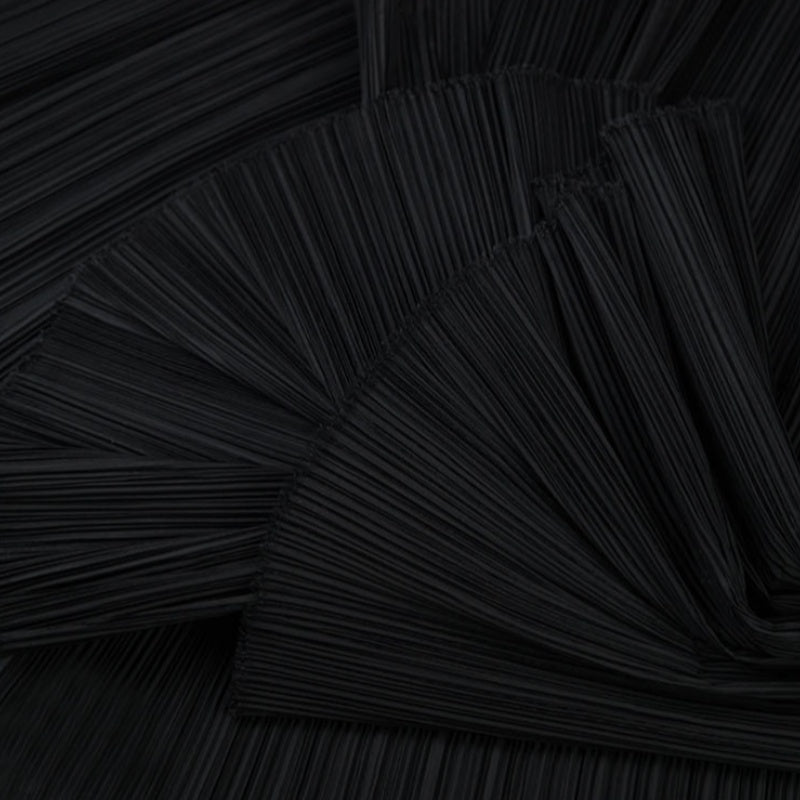 Flowerva Black Flowerva Pleated Decoration Printmaking Fabric