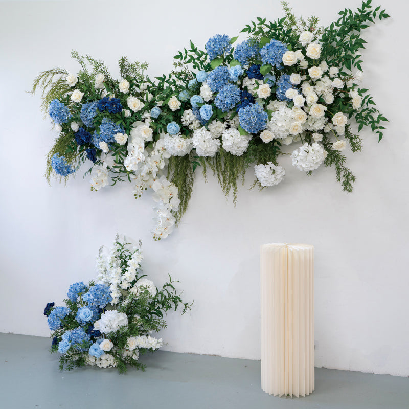 Flowerva Blue And White Rose Hydrangea With Green Grapevines Wedding Party Decoration