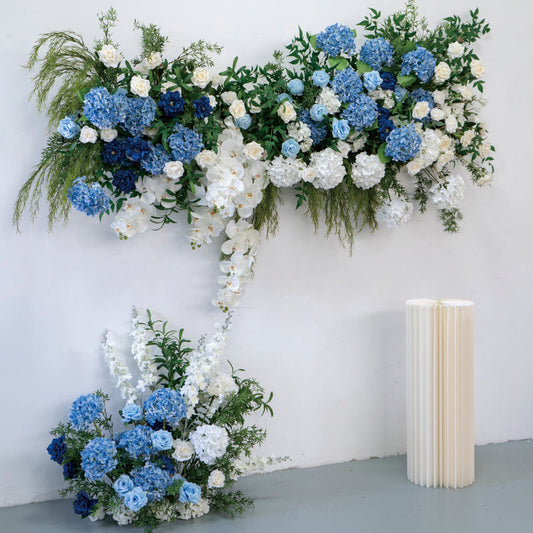 Flowerva Blue And White Rose Hydrangea With Green Grapevines Wedding Party Decoration