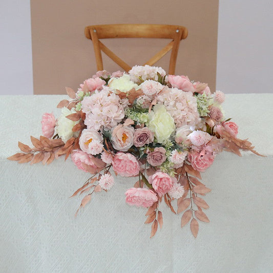 Flowerva Autumn Colorful Peony Embroidery Ball Willow Tree Leaf Vine Table Flower Wedding Background Decoration