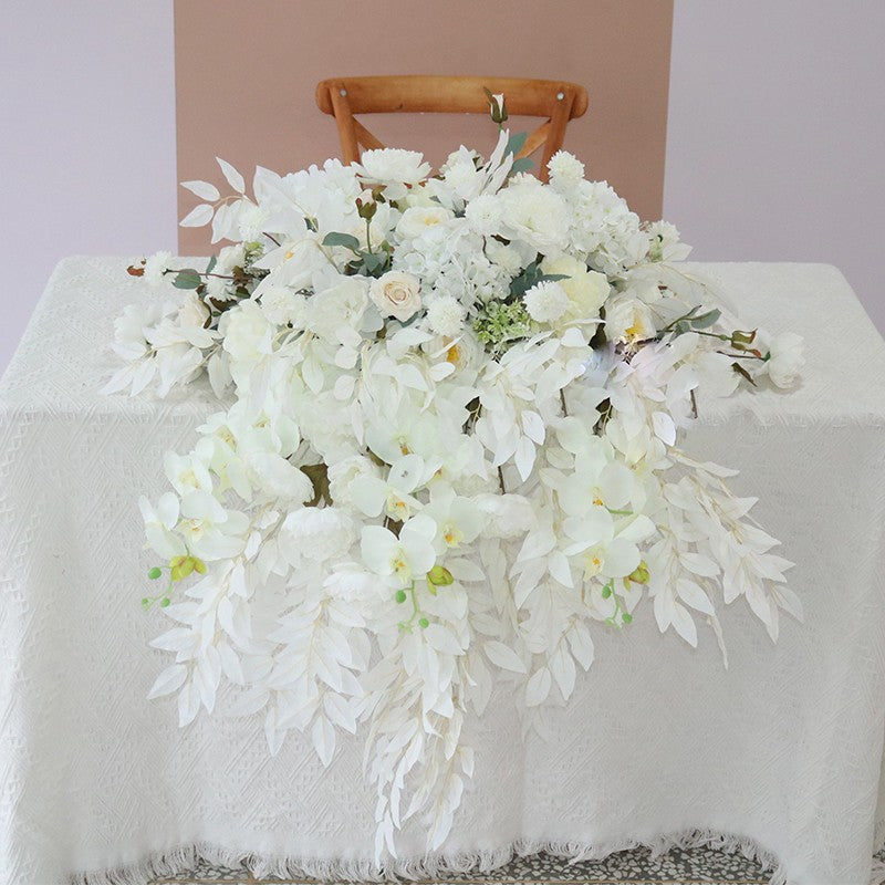 Flowerva Autumn Colorful Peony Embroidery Ball Willow Tree Leaf Vine Table Flower Wedding Background Decoration