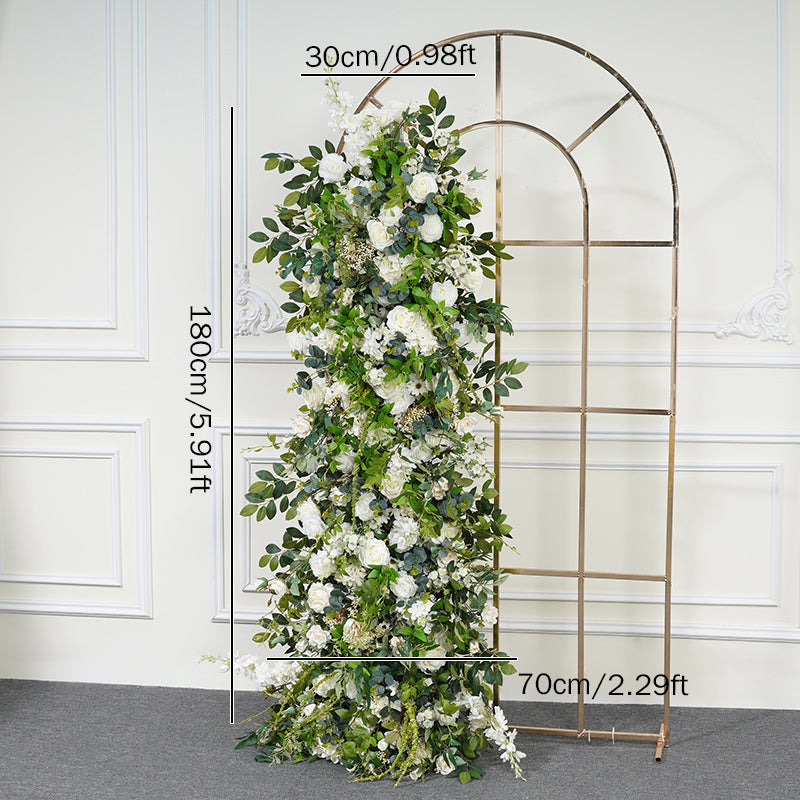 Simulation de feuille verte de Rose blanche, arc de fond de mariage, décoration de panneau KT, Arrangement floral, décoration de fenêtre