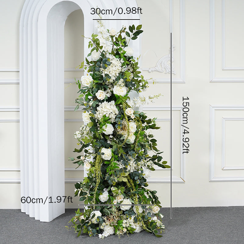 Simulated White Rose Green Leaf Wedding Background Arch KT Board Decoration Flower Arrangement Window Decoration
