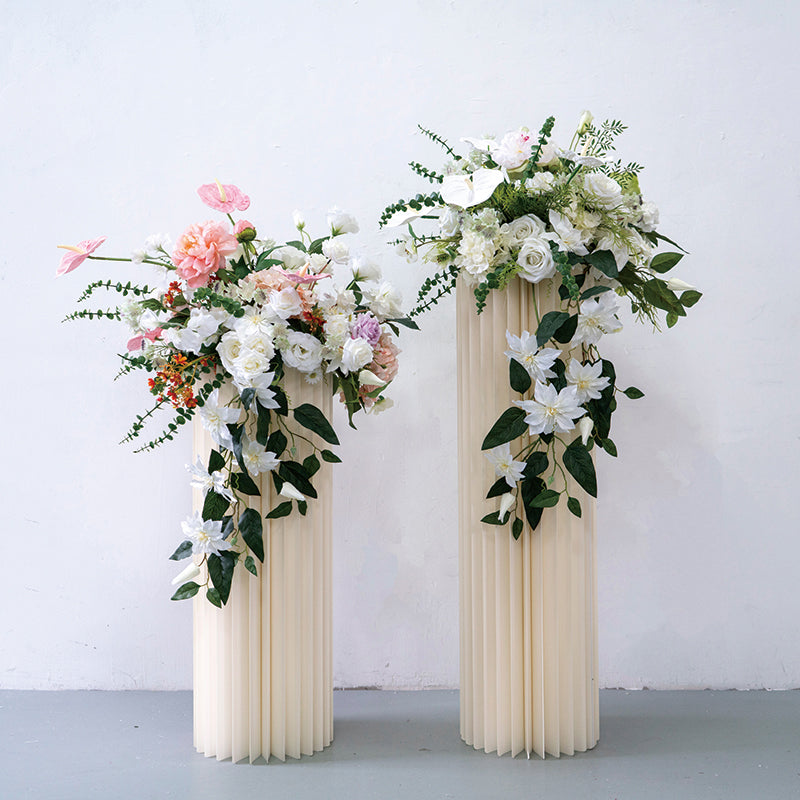 Flowerva 60cm Green Grape Pink Rose Hydrangea Flower Ball Wedding Decoration Table Center Piece