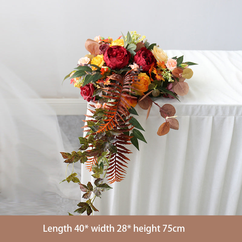 Flowerva New 5D Black Feather Fabric Flower Wall Wedding Backdrop Decor Birthday Party Event Props Window Display Cloth Green Plants Wall