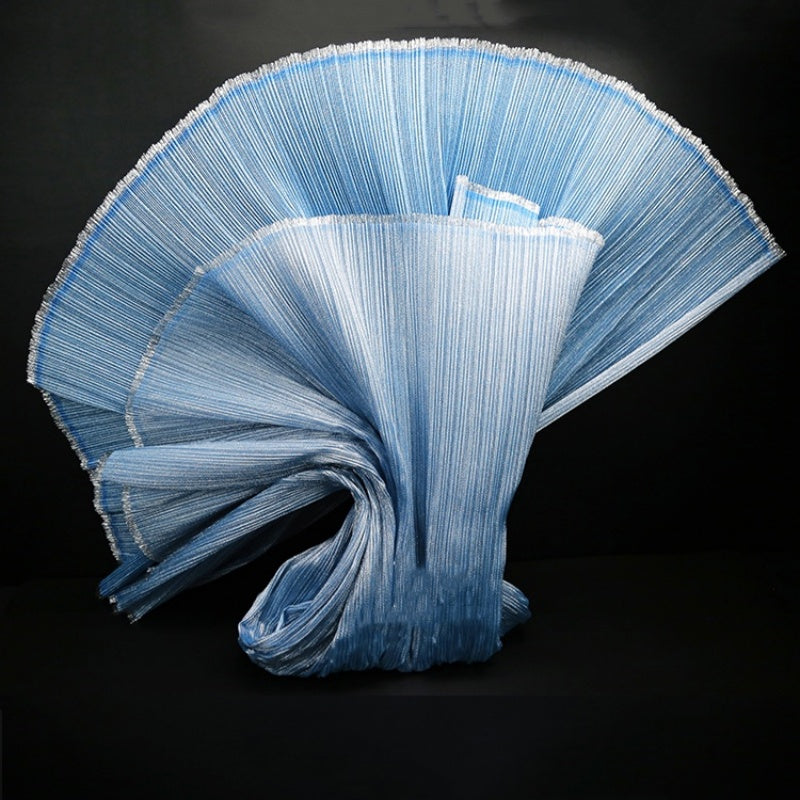 Flowerva Glacier Blue Pearl Yarn Texture Wrinkle Fabric Wedding Style Stage Decoration Floral Fabric